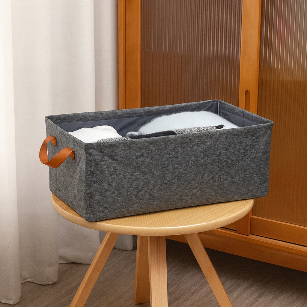 Grosyhub Foldable Grey Wardrobe Organizer with Durable Handle