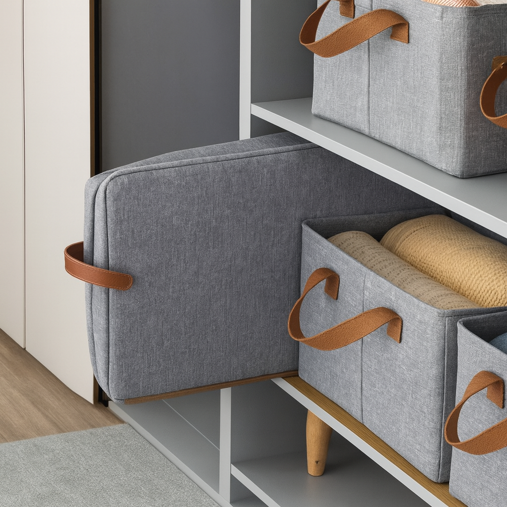 Grosyhub Foldable Grey Wardrobe Organizer with Durable Handle