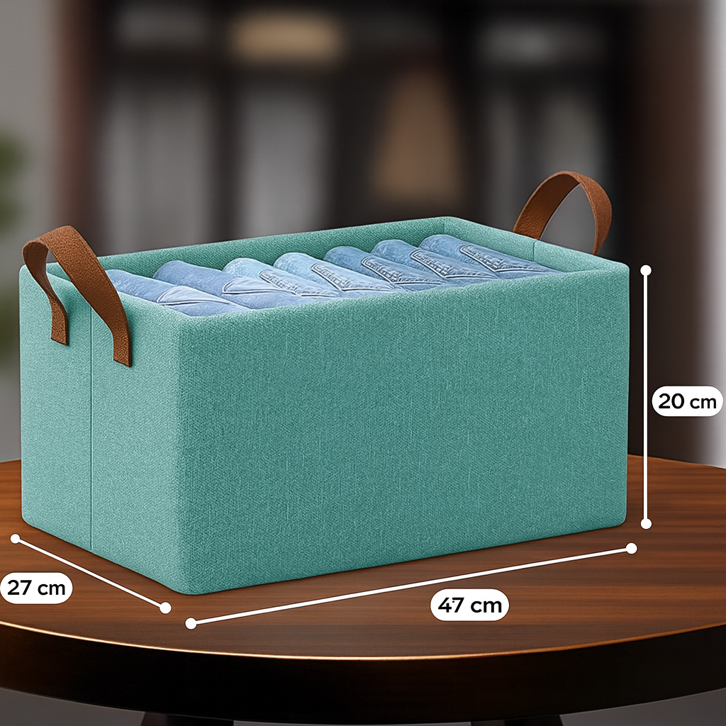 Grosyhub Foldable Blue Wardrobe Organizer With Durable Handle