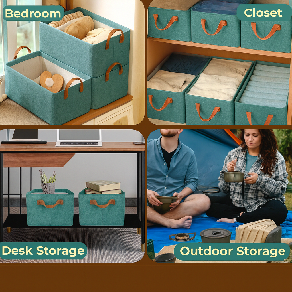 Grosyhub Foldable Blue Wardrobe Organizer With Durable Handle