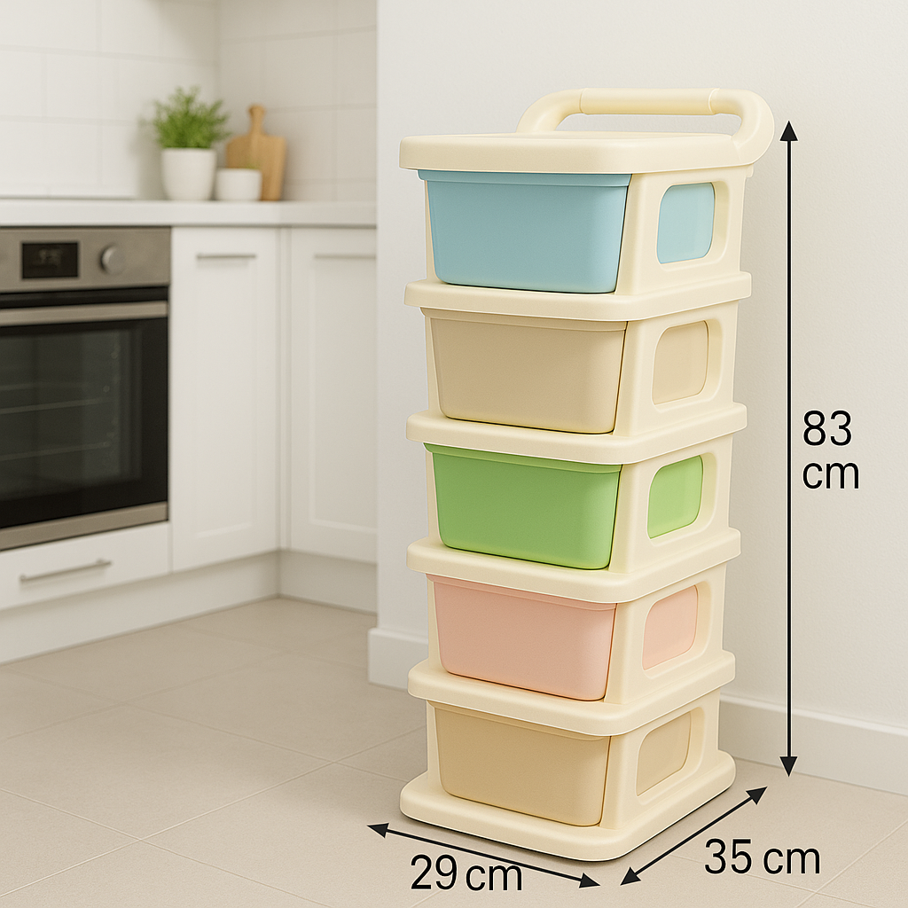 Grosyhub Multipurpose 5-Layer Smart Modular Drawer with Wheels