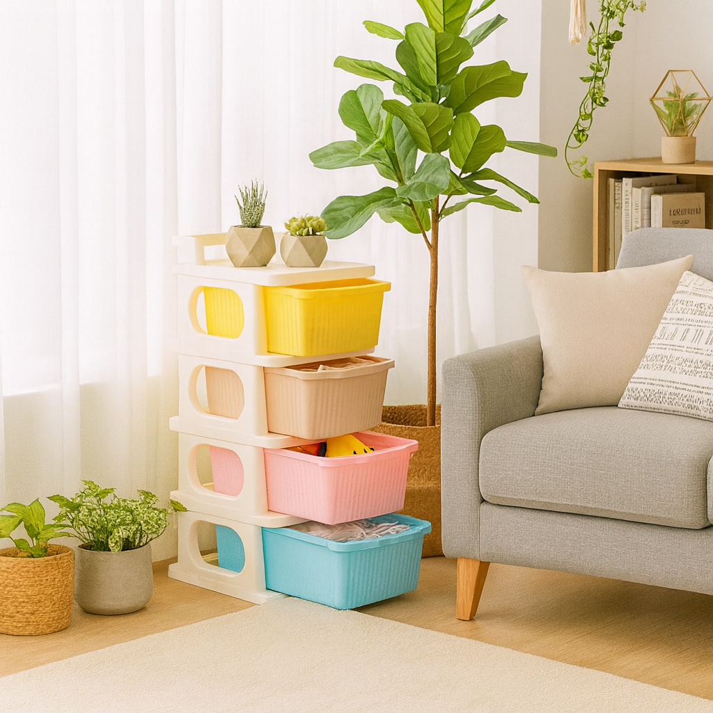 Grosyhub Multipurpose 3-Layer Smart Modular Drawer with Wheels