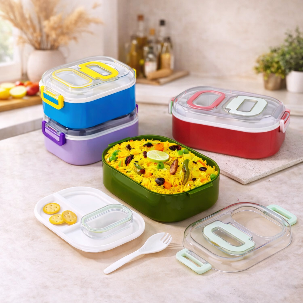 Grosyhub Yummy Lunch Box: Deep-Dish Insulated Bento with Airtight Snap-Lock Lid