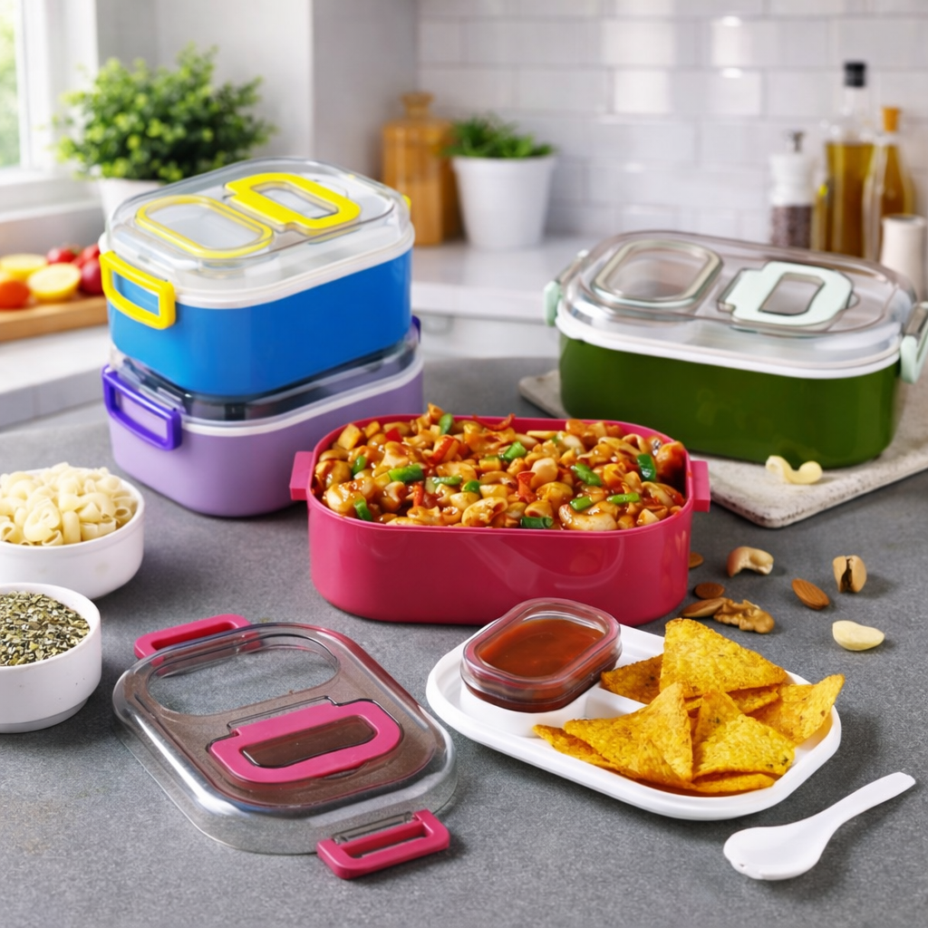 Grosyhub Yummy Lunch Box: Deep-Dish Insulated Bento with Airtight Snap-Lock Lid