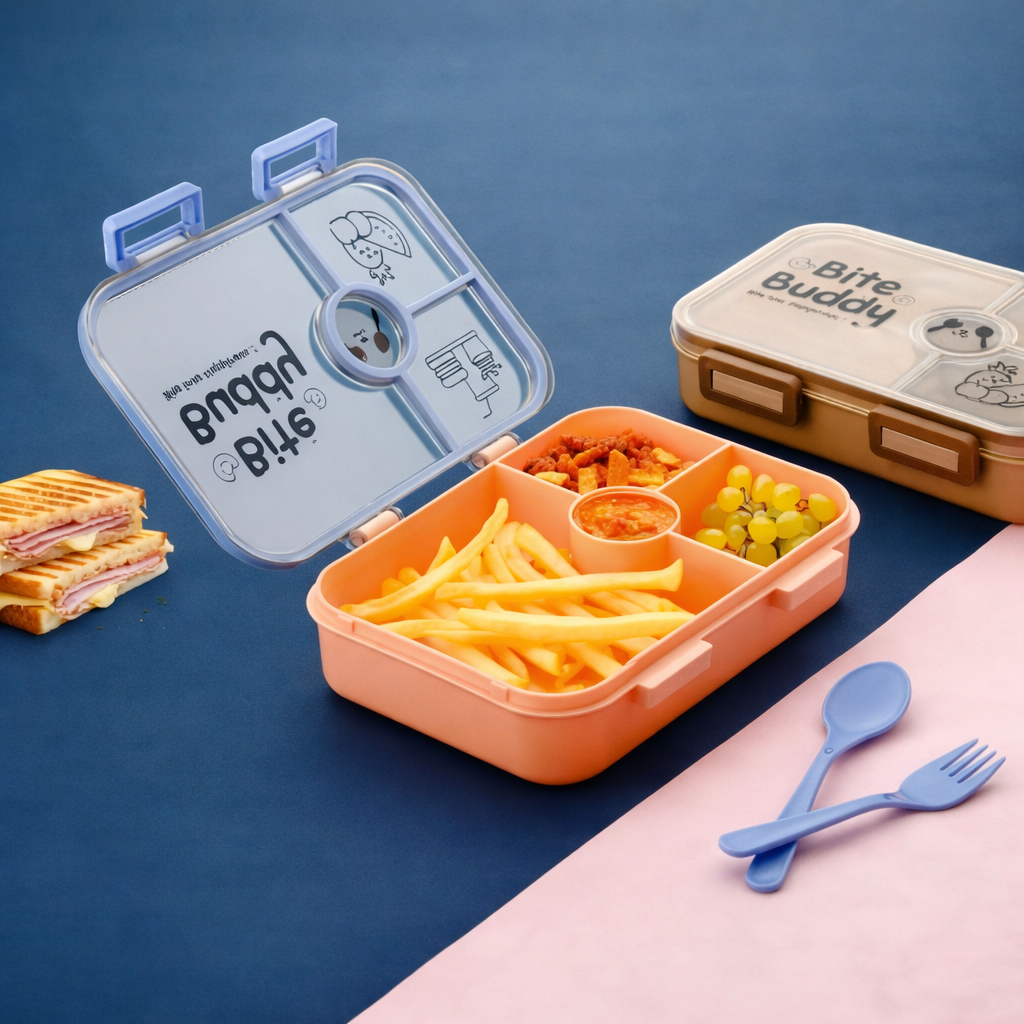 Grosyhub Bite Buddy: The Ultimate Flavor-Guard 4-Compartment Bento