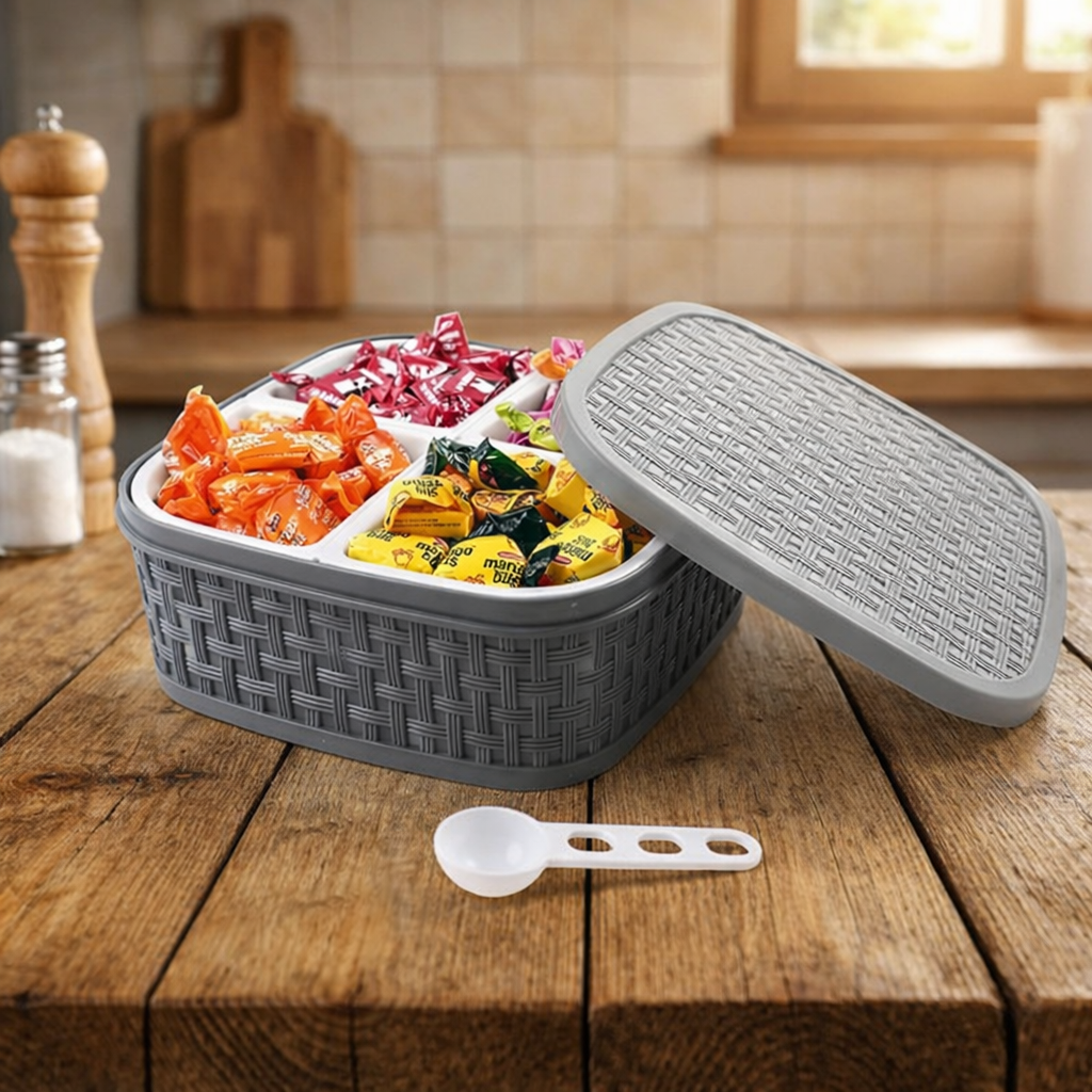 Grosyhub Multi-Purpose Dry Fruit Box with Woven Texture Finish