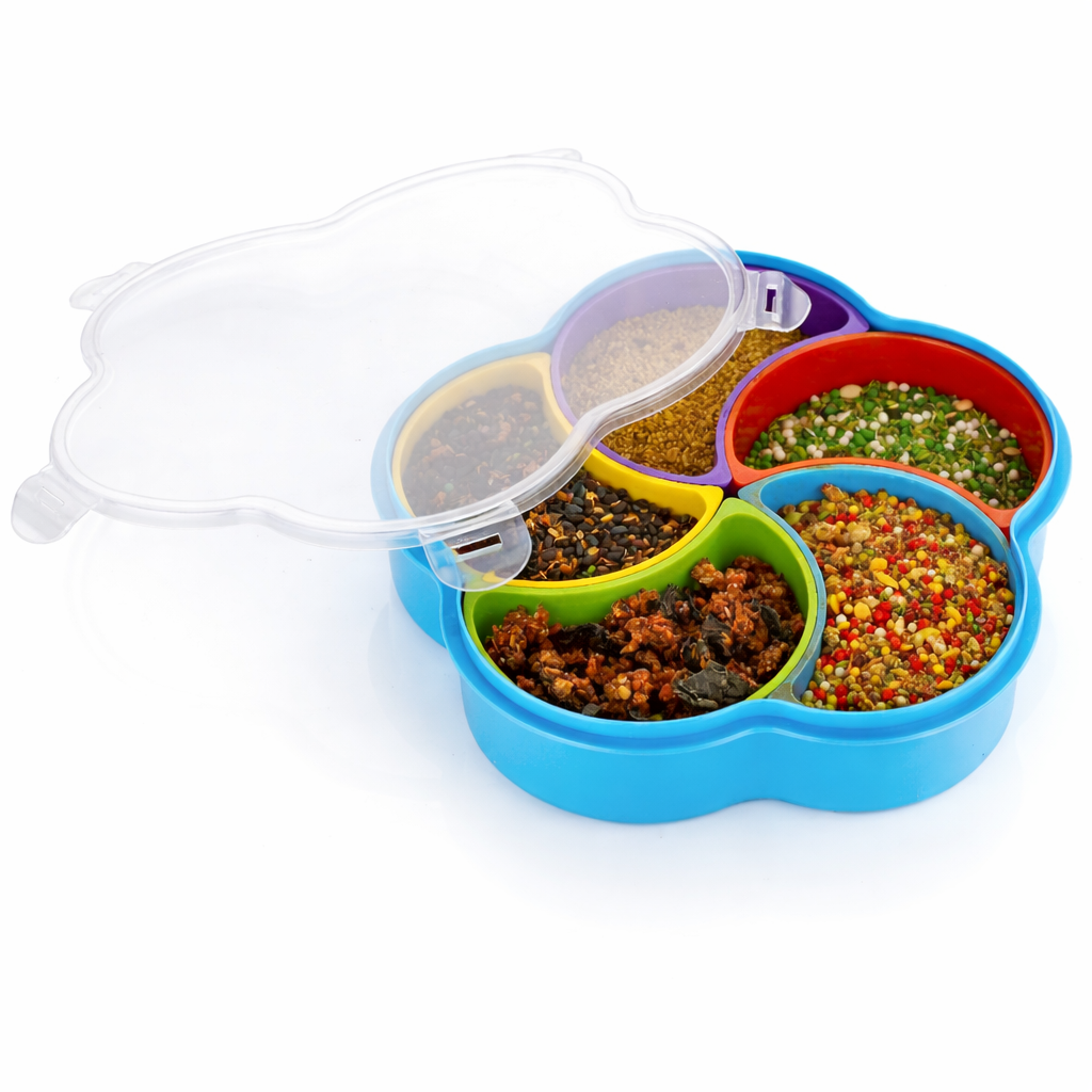 Grosyhub Flower Bloom Dry Fruit Box – 6-Section Airtight Server