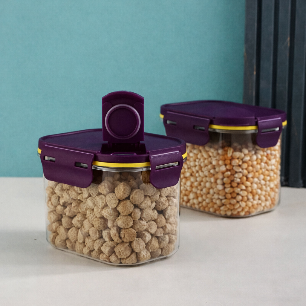 Grosyhub Flip-Lock Airtight Container Set – 750ml & 1100ml Pantry Storage