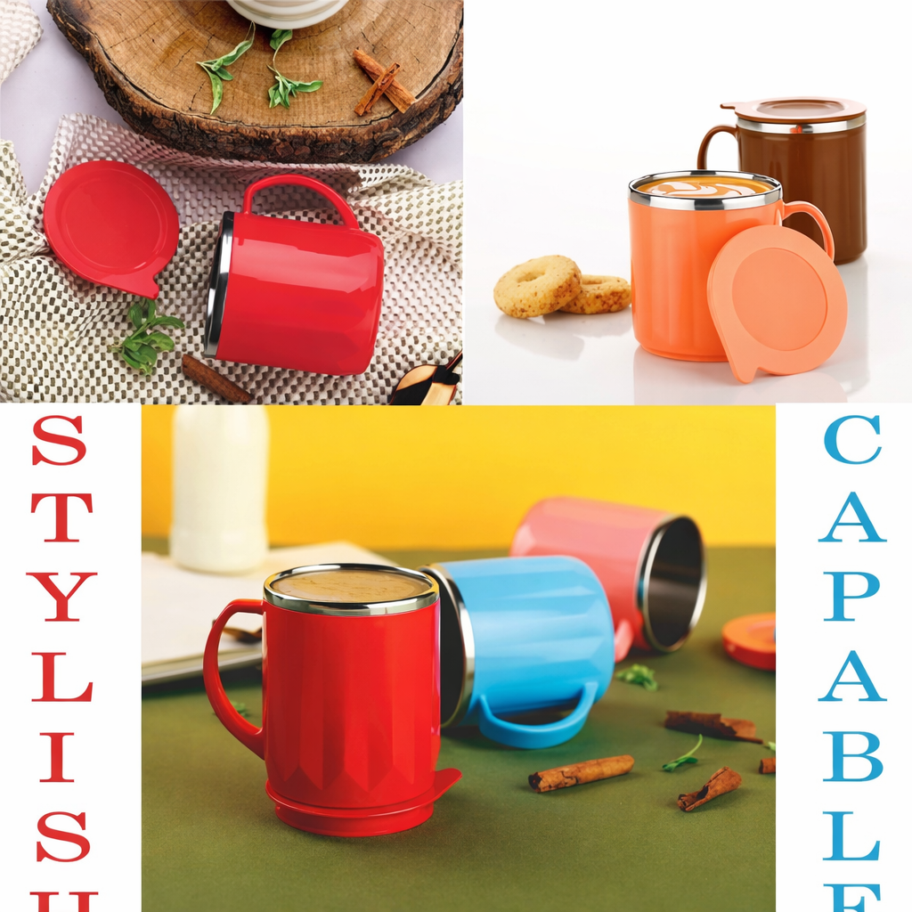 Grosyhub Insulated Coffee Mug – Stainless Steel Interior with Airtight Lid