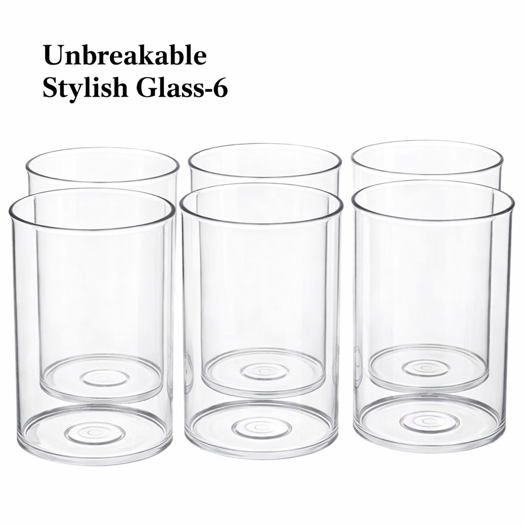 Grosyhub Crystal-Clear Highball Glass Set – 6-Piece Versatile Drinkware Collection