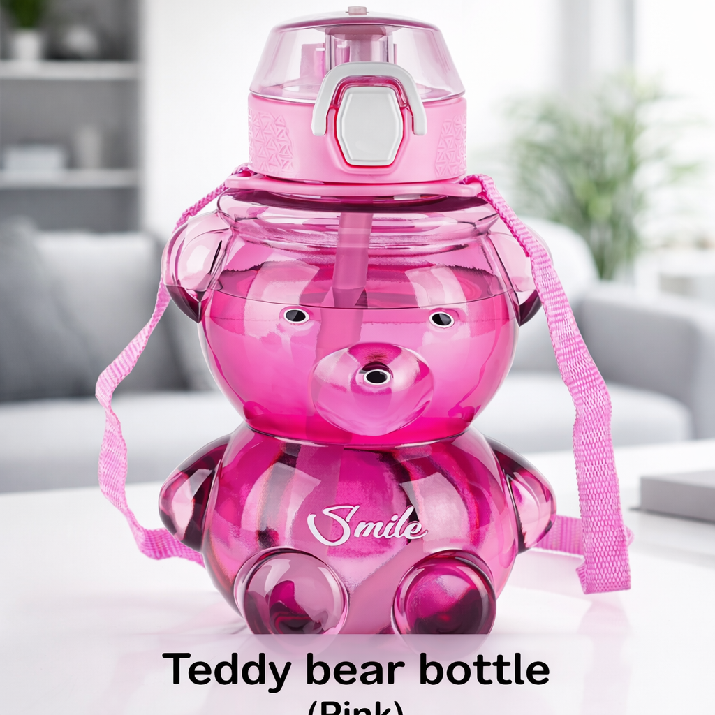 Grosyhub Pink Teddy Bear Kids' Water Bottle