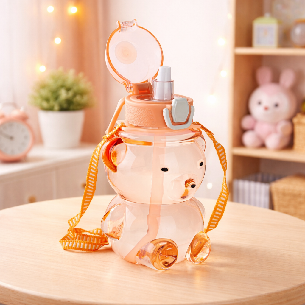 Grosyhub Orange Teddy Bear Kids' Water Bottle