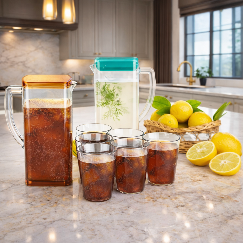 Grosyhub Citrus-Bloom High-Capacity Beverage Pitcher & Tumbler Set