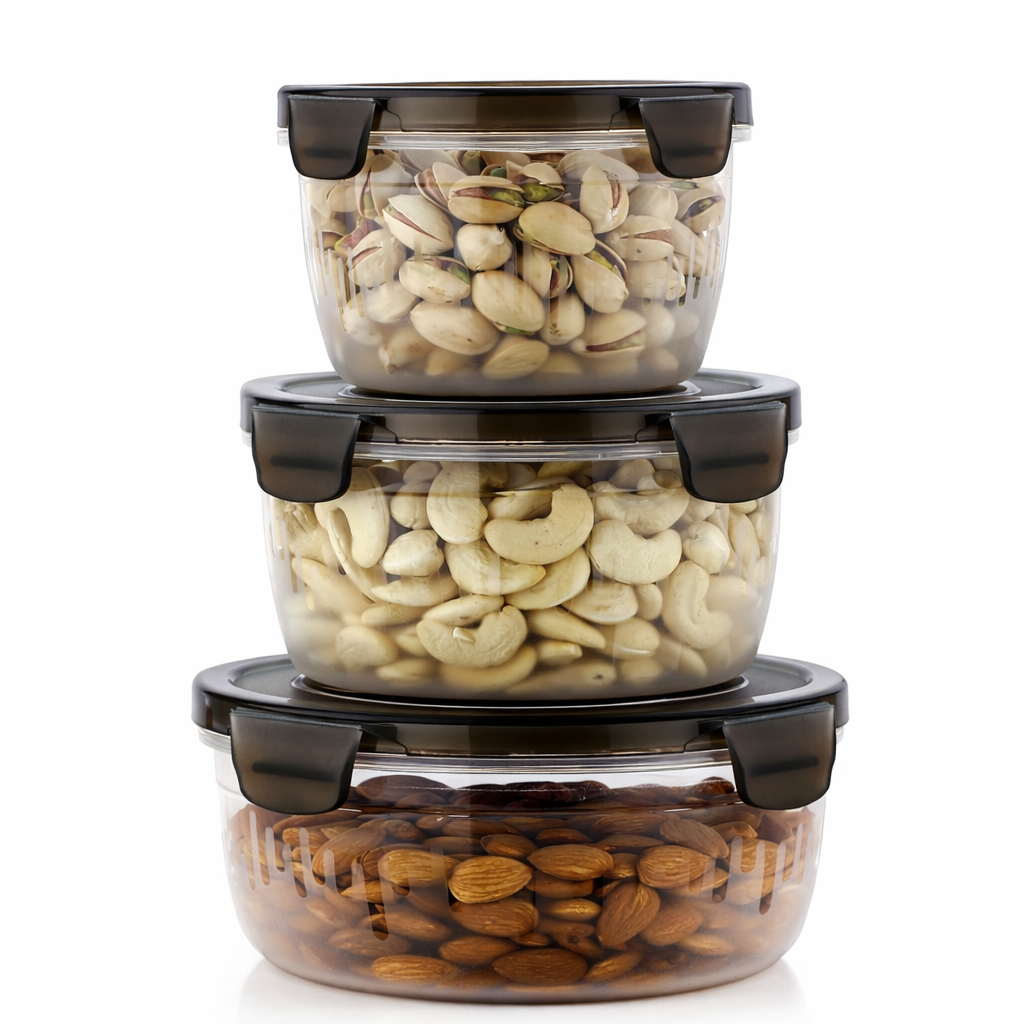 Grosyhub Pro-Seal 3-Piece Airtight Container Set (600ml, 1200ml, 1800ml)