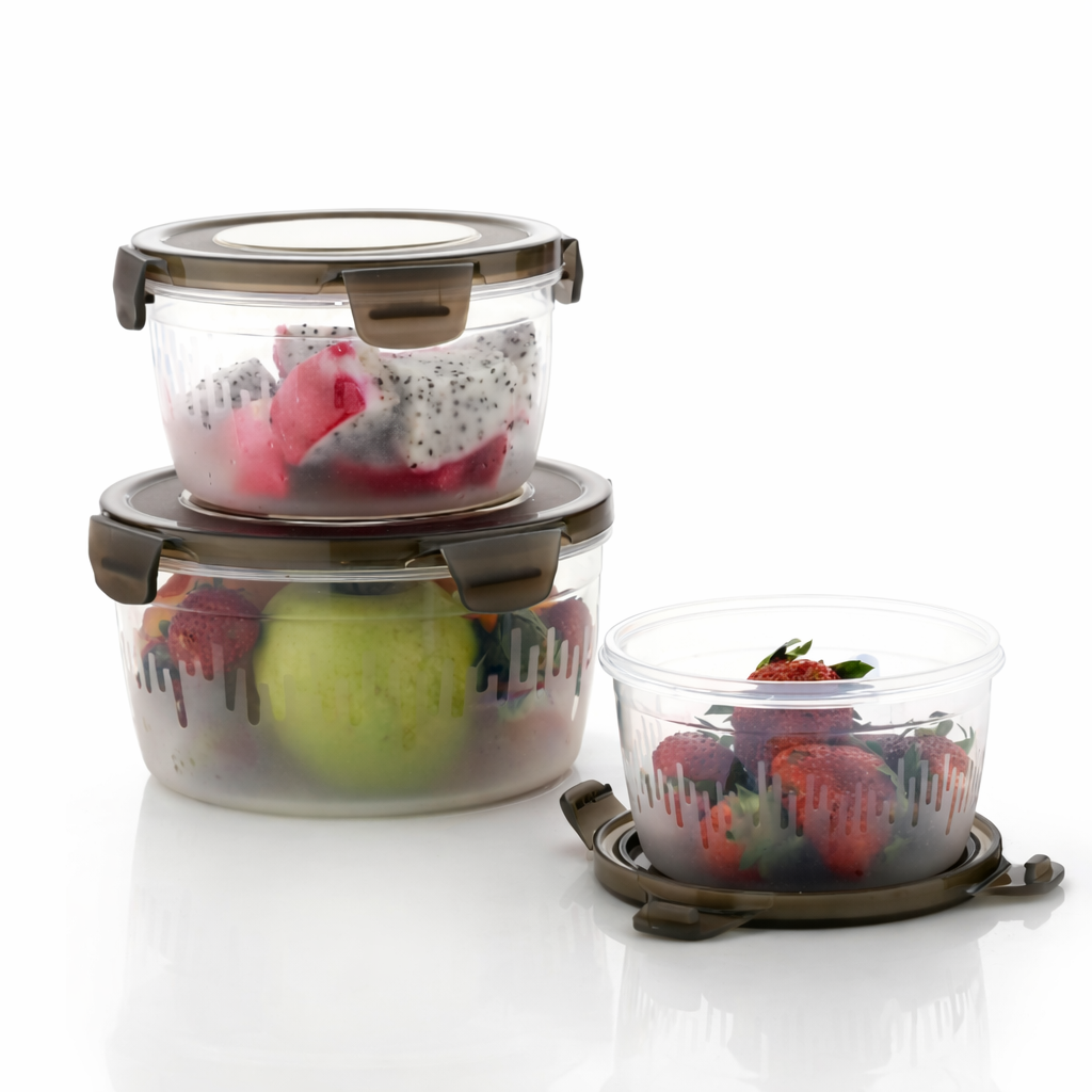 Grosyhub Pro-Seal 3-Piece Airtight Container Set (600ml, 1200ml, 1800ml)