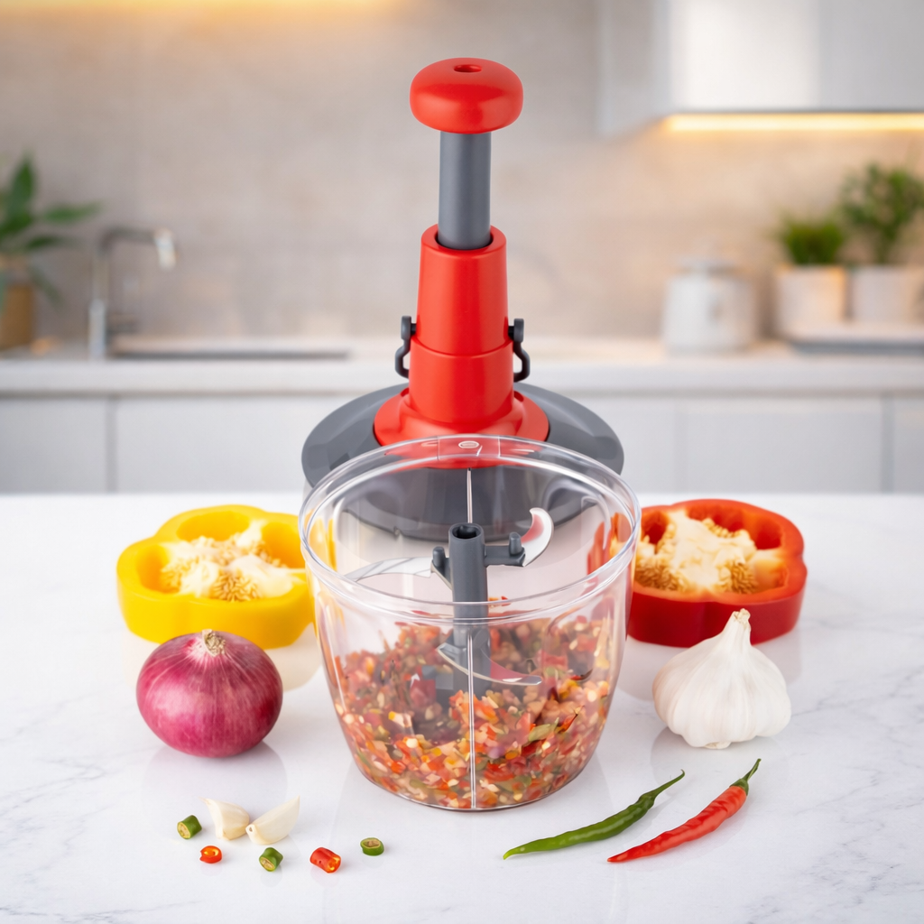 Grosyhub 1000ml Square Heavy Turbo Push Chopper