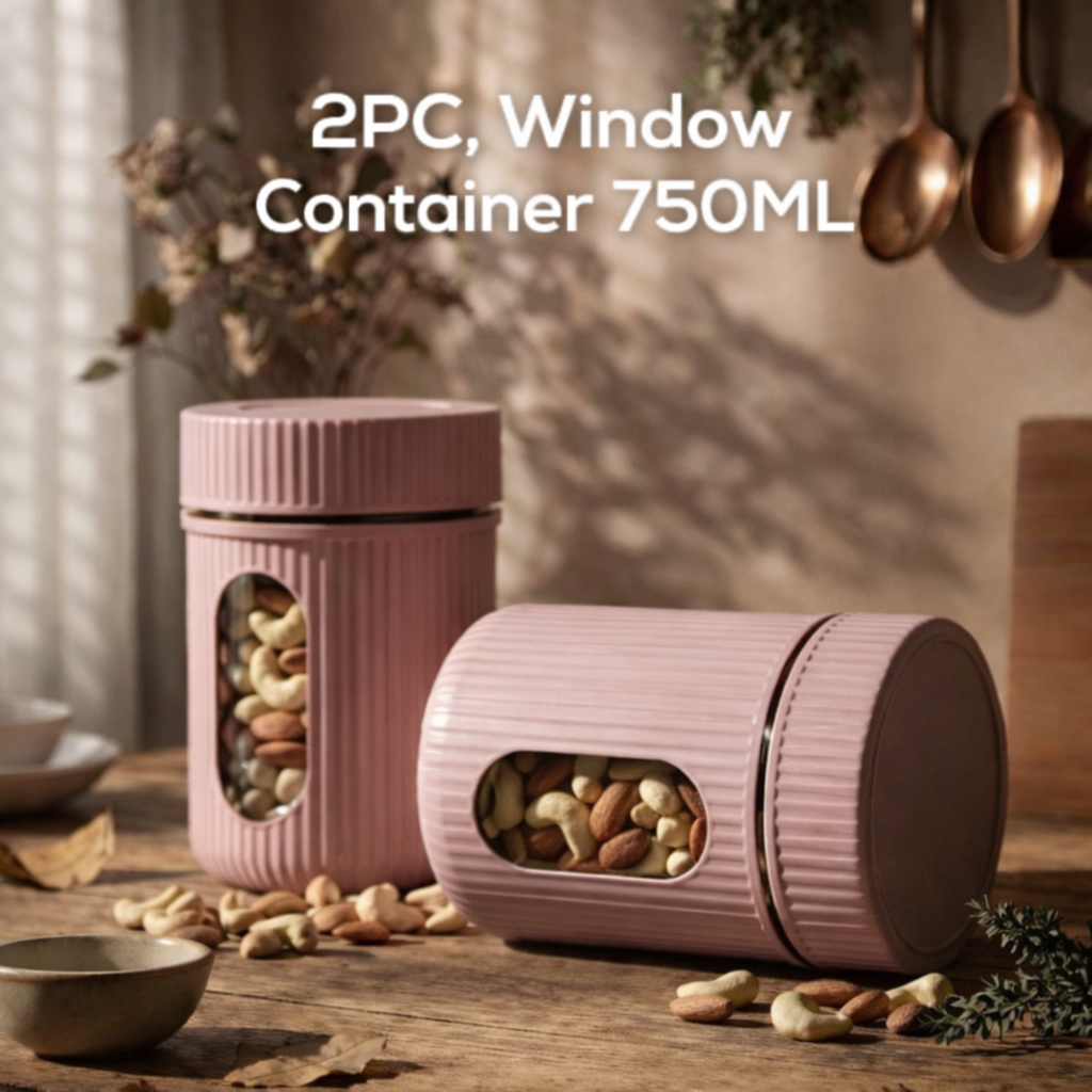 Grosyhub 2-Piece Ribbed Window Container Set