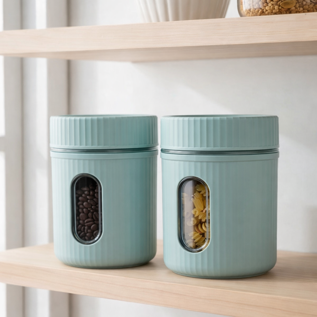 Grosyhub 2-Piece Ribbed Window Container Set