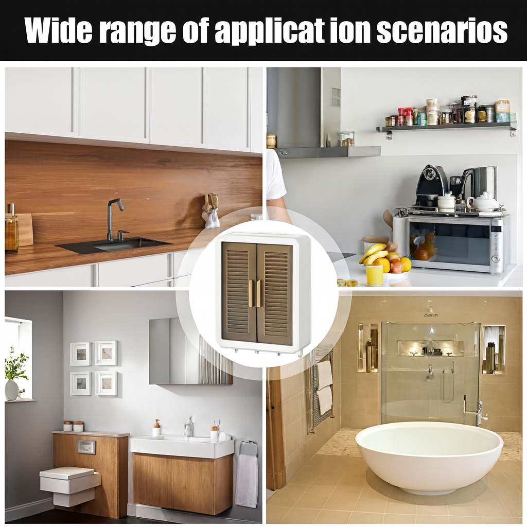 Grosyhub Classy White Double Door Wall Mounted Transparent Storage Box with Hooks