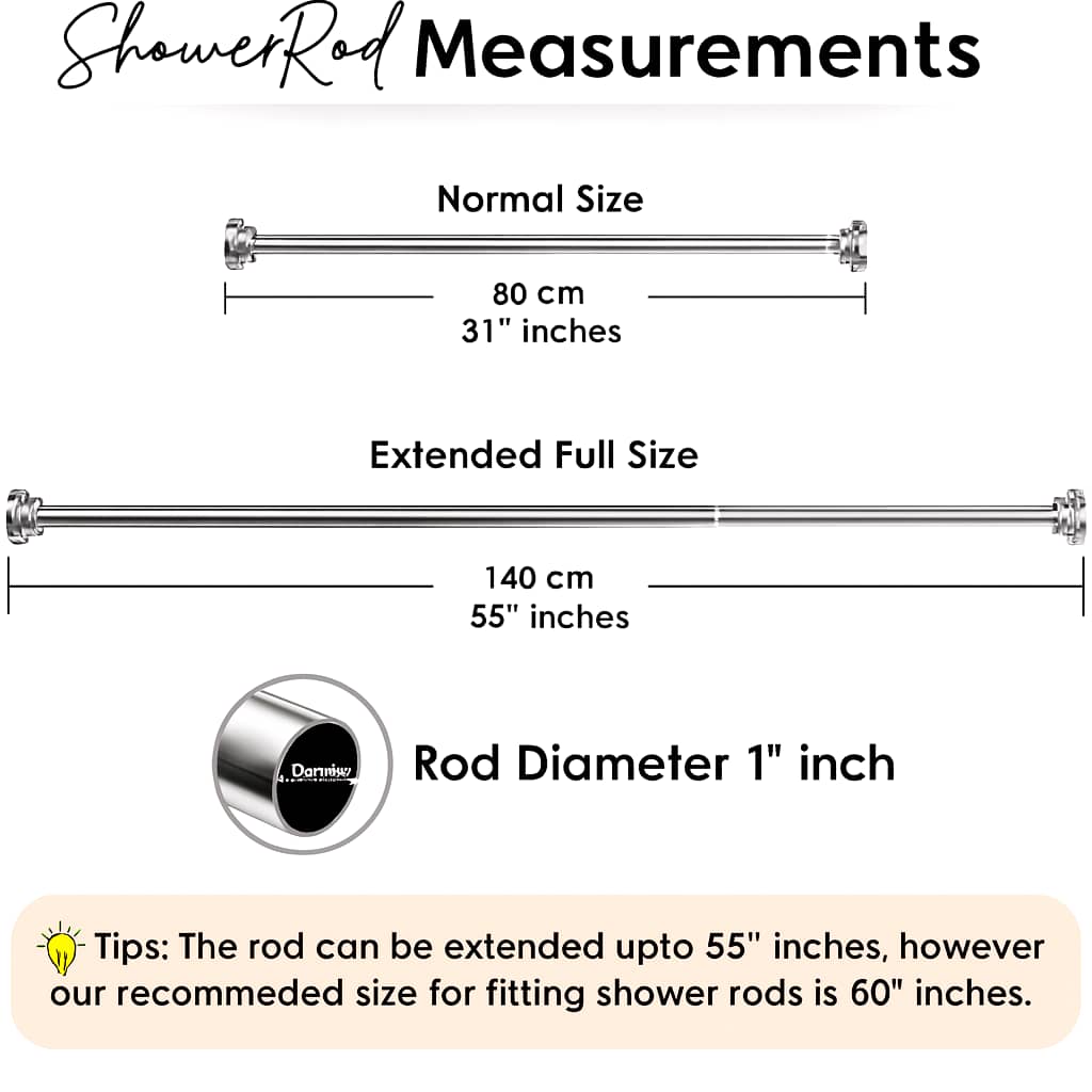 Grosyhub Adjustable Shower Curtain Tension Rod 85CM| Non-Drilling| Anti-Skid|Multi-Purpose| Spring Pull Rod - (Stainless Steel)