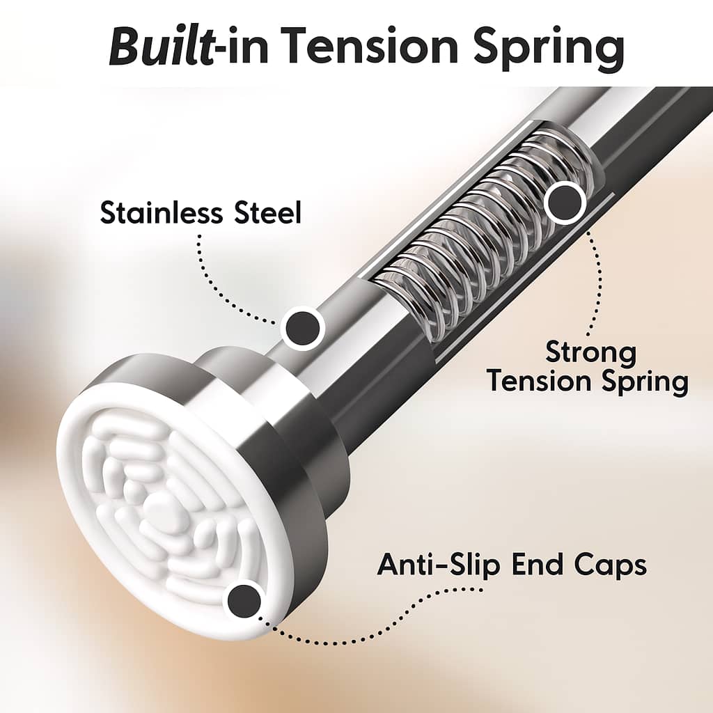 Grosyhub Adjustable Shower Curtain Tension Rod 85CM| Non-Drilling| Anti-Skid|Multi-Purpose| Spring Pull Rod - (Stainless Steel)