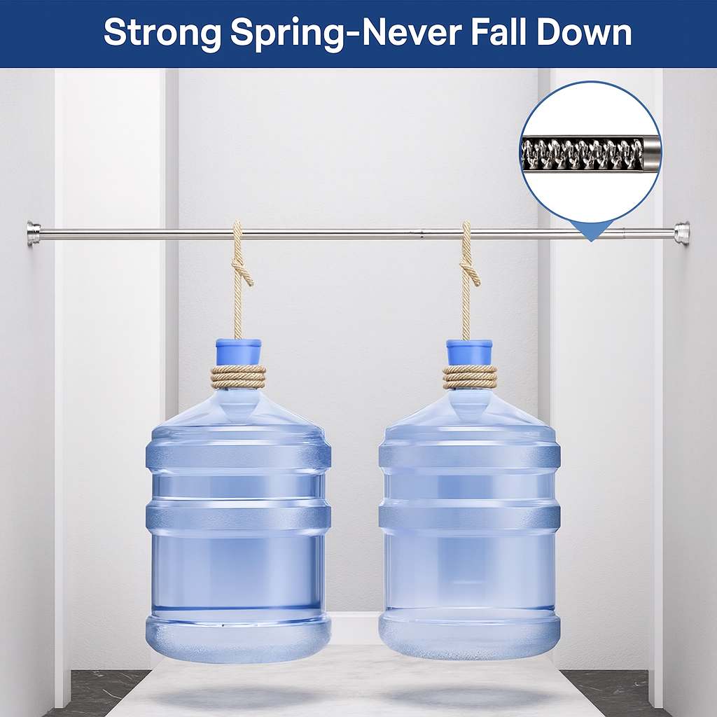 Grosyhub Adjustable Shower Curtain Tension Rod 85CM| Non-Drilling| Anti-Skid|Multi-Purpose| Spring Pull Rod - (Stainless Steel)