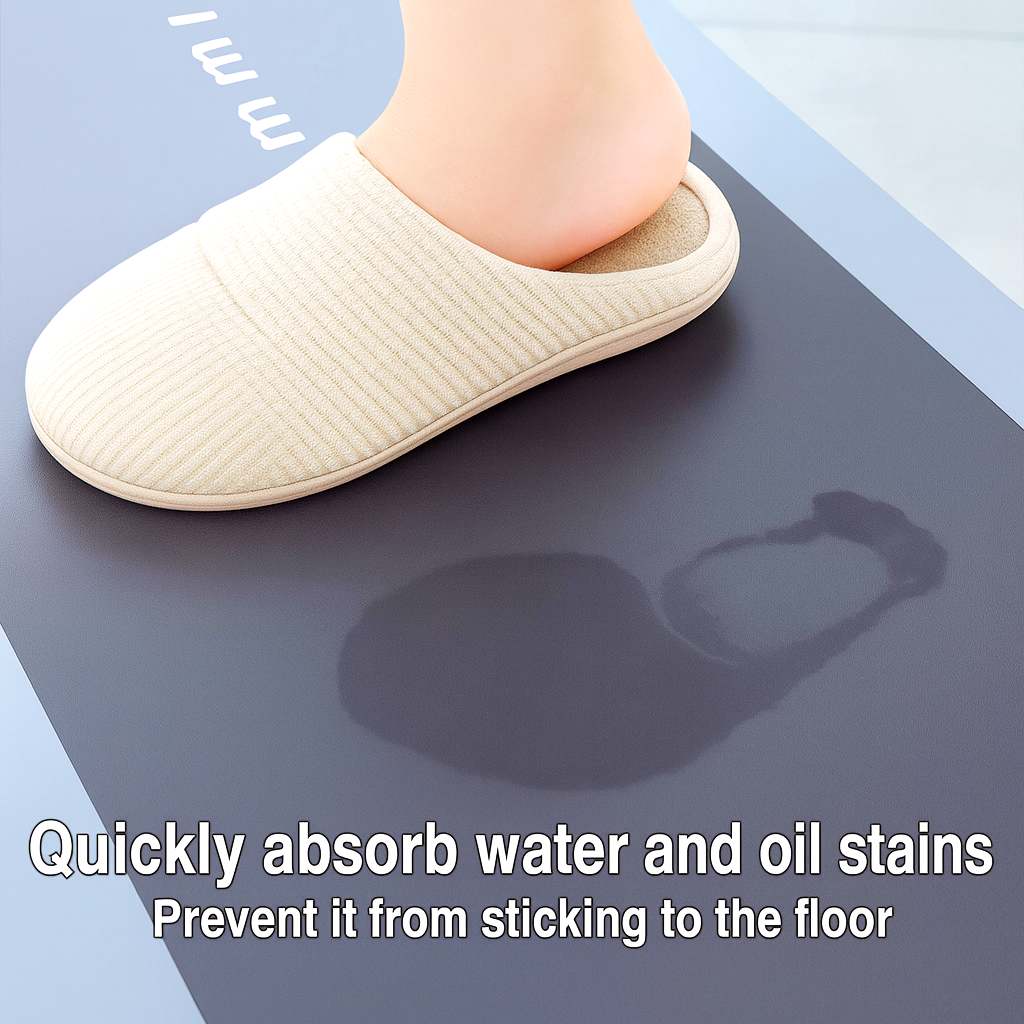 Grosyhub Grey Non-Slip Kitchen Rug Combo Water Absorbent with Rubber Backing, 120x40cm + 60x40cm