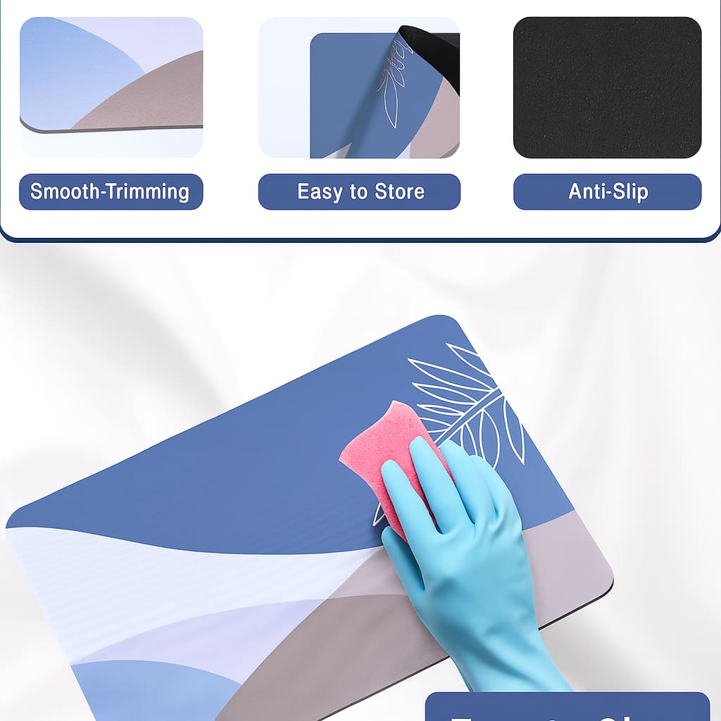 Grosyhub Leaf Print Non-Slip Kitchen Rug Combo, Water Absorbent with Rubber Backing, 120x40cm + 60x40cm