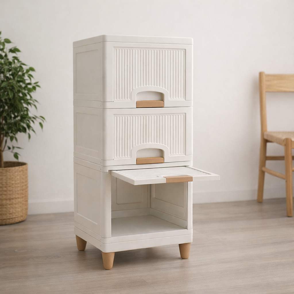 Grosyhub Multi Layer Design Flip Top Modular Storage Cabinet (3 Layer)