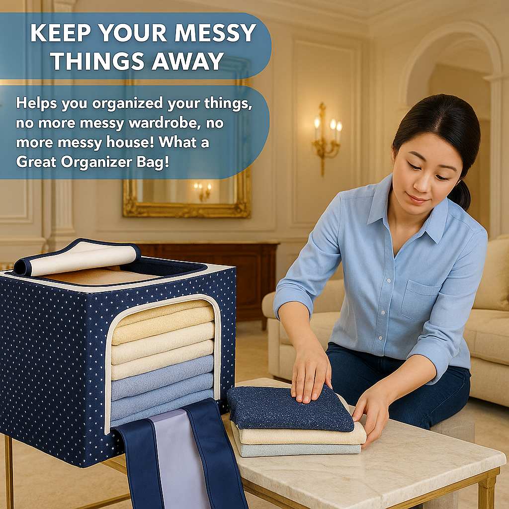 Grosyhub Double-Sided Zipper Living Box - Fabric Storage Boxes For Clothes, Saree Cover Bags - 66 Litre, Pack Of 1, Polka Dot