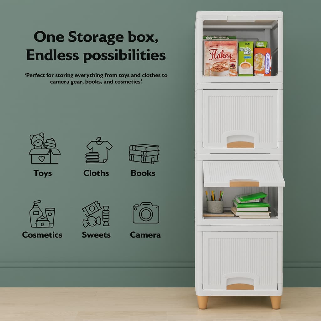 Grosyhub Multi Layer Design Flip Top Modular Storage Cabinet (4 Layer)