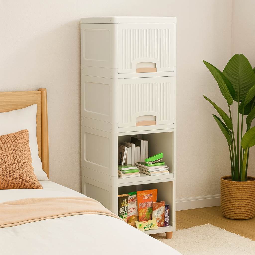 Grosyhub Multi Layer Design Flip Top Modular Storage Cabinet (4 Layer)