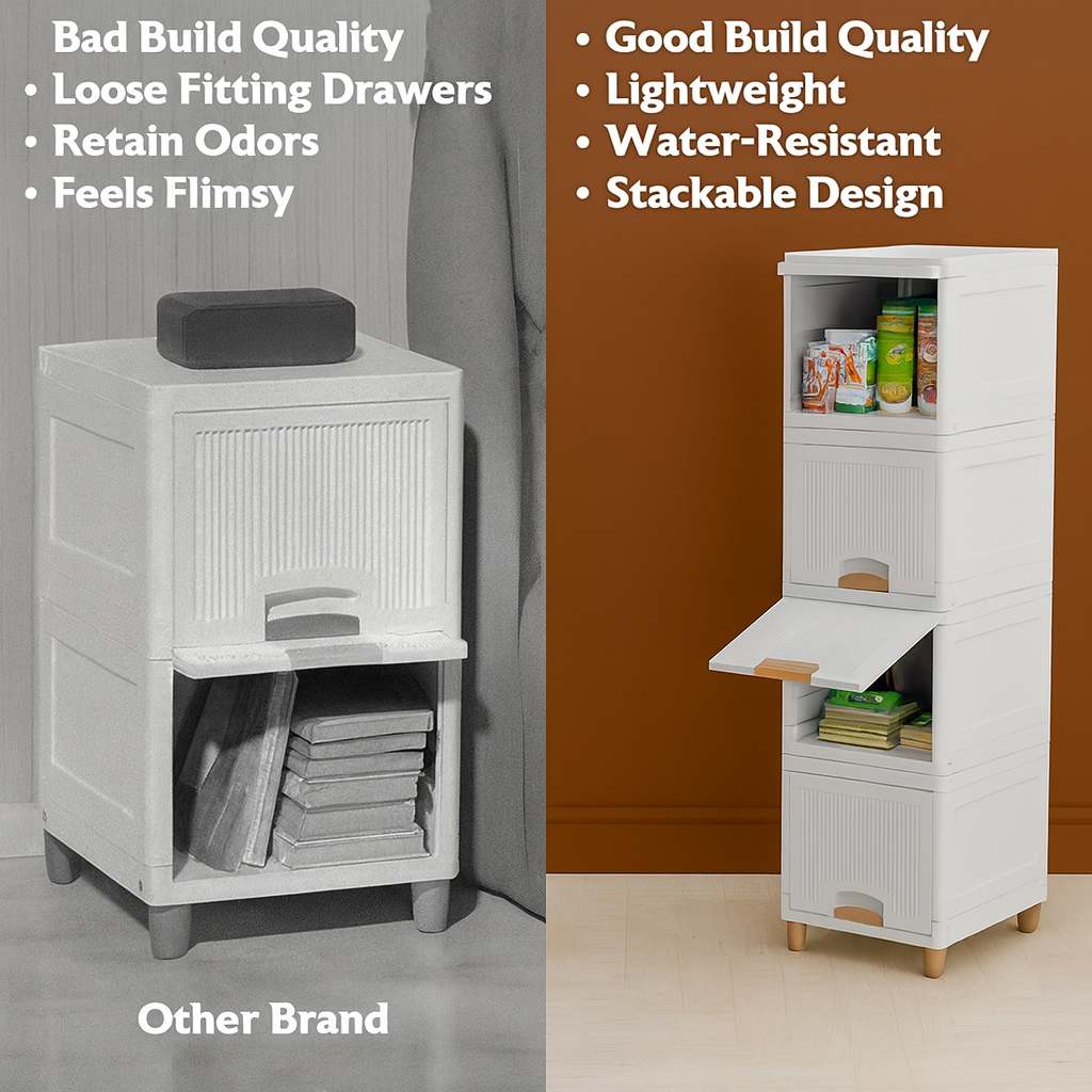Grosyhub Multi Layer Design Flip Top Modular Storage Cabinet (4 Layer)