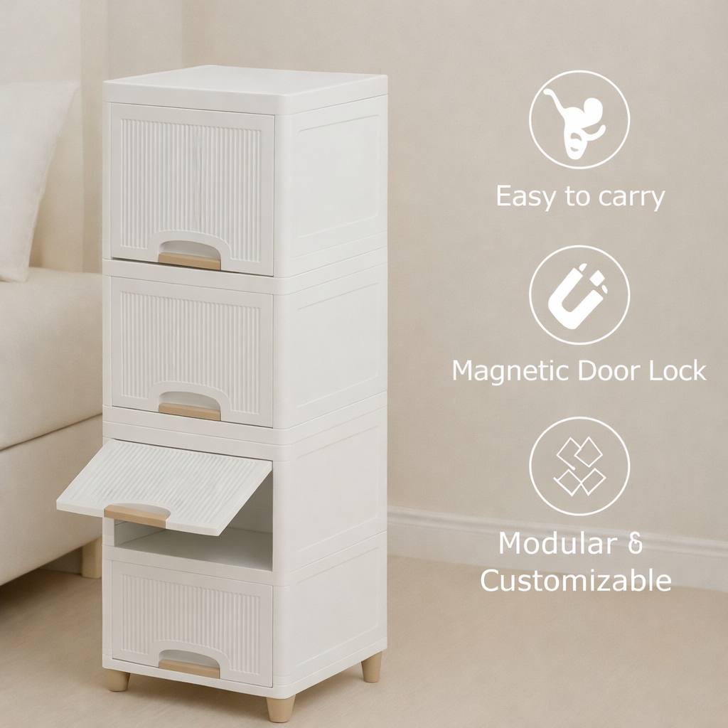 Grosyhub Multi Layer Design Flip Top Modular Storage Cabinet (5 Layer)