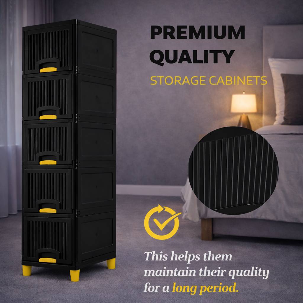 Grosyhub Multi Layer Design Flip Top Modular Storage Cabinet Black (3 Layer)