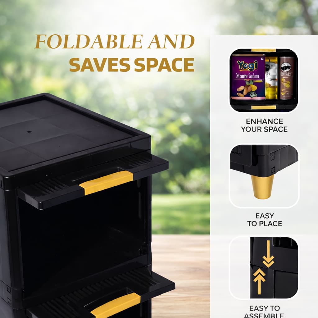 Grosyhub Multi Layer Design Flip Top Modular Storage Cabinet Black (4 Layer)