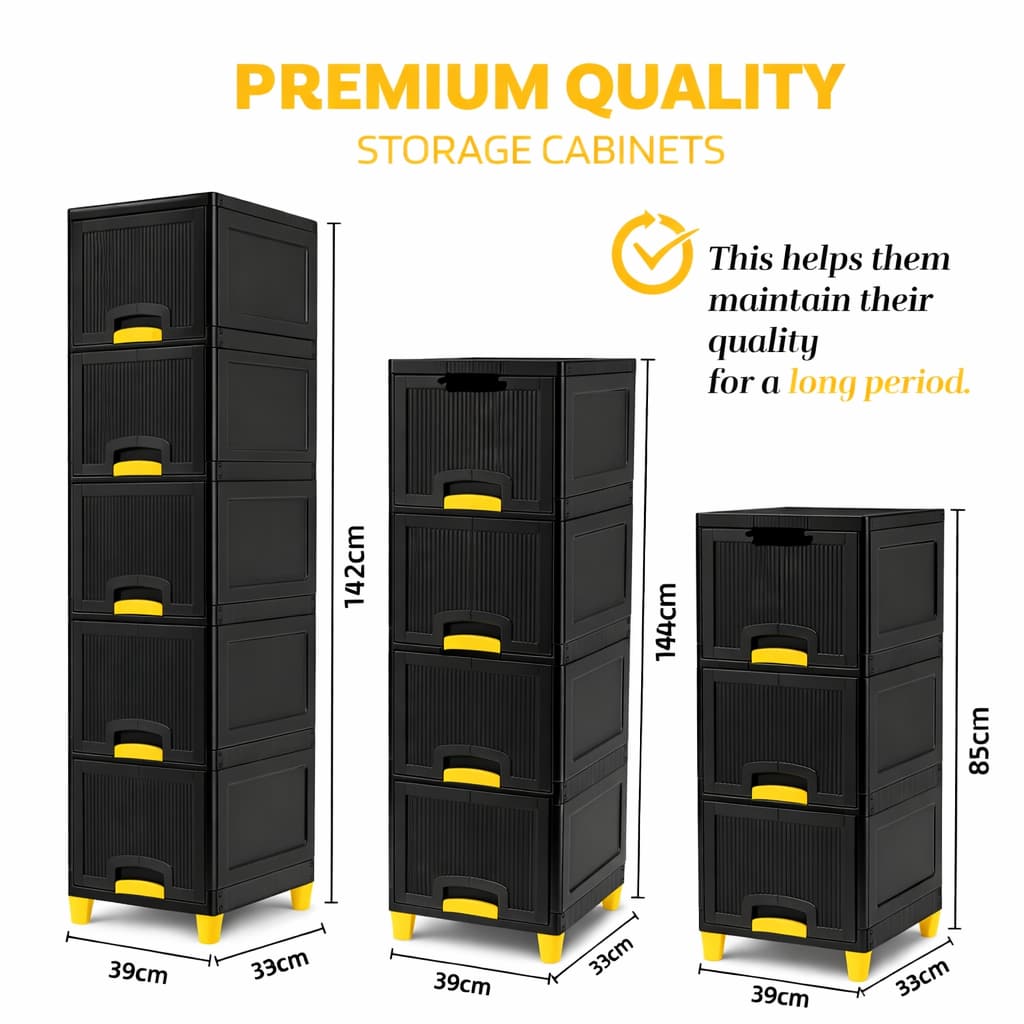 Grosyhub Multi Layer Design Flip Top Modular Storage Cabinet Black (5 Layer)