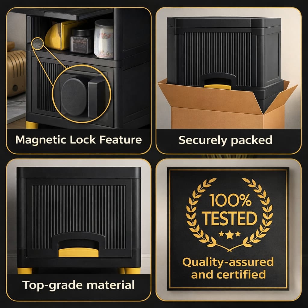 Grosyhub Multi Layer Design Flip Top Modular Storage Cabinet Black (5 Layer)