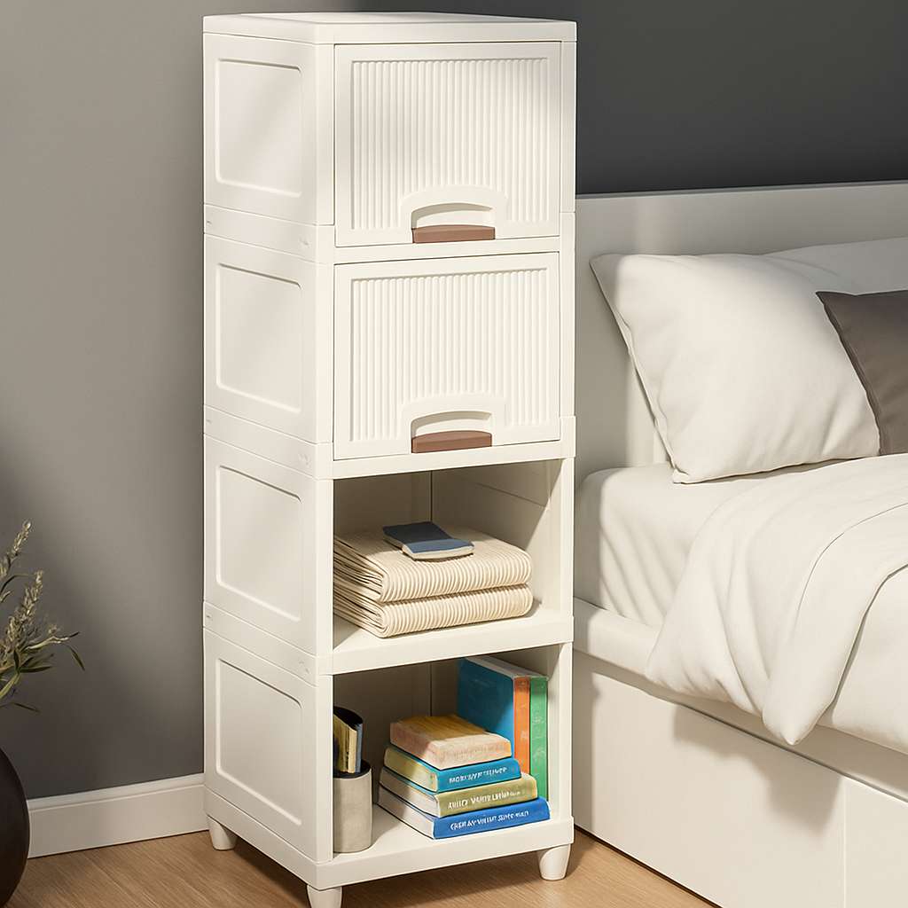 Grosyhub Multi Layer Design Flip Top Modular Storage Cabinet (4 Layer)