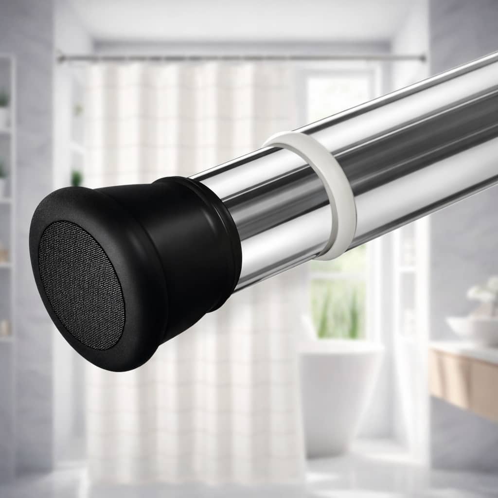 Grosyhub Premium Stainless Steel 85CM Adjustable No-Drill Tension Rod with Black Non-Slip Rubber End Caps