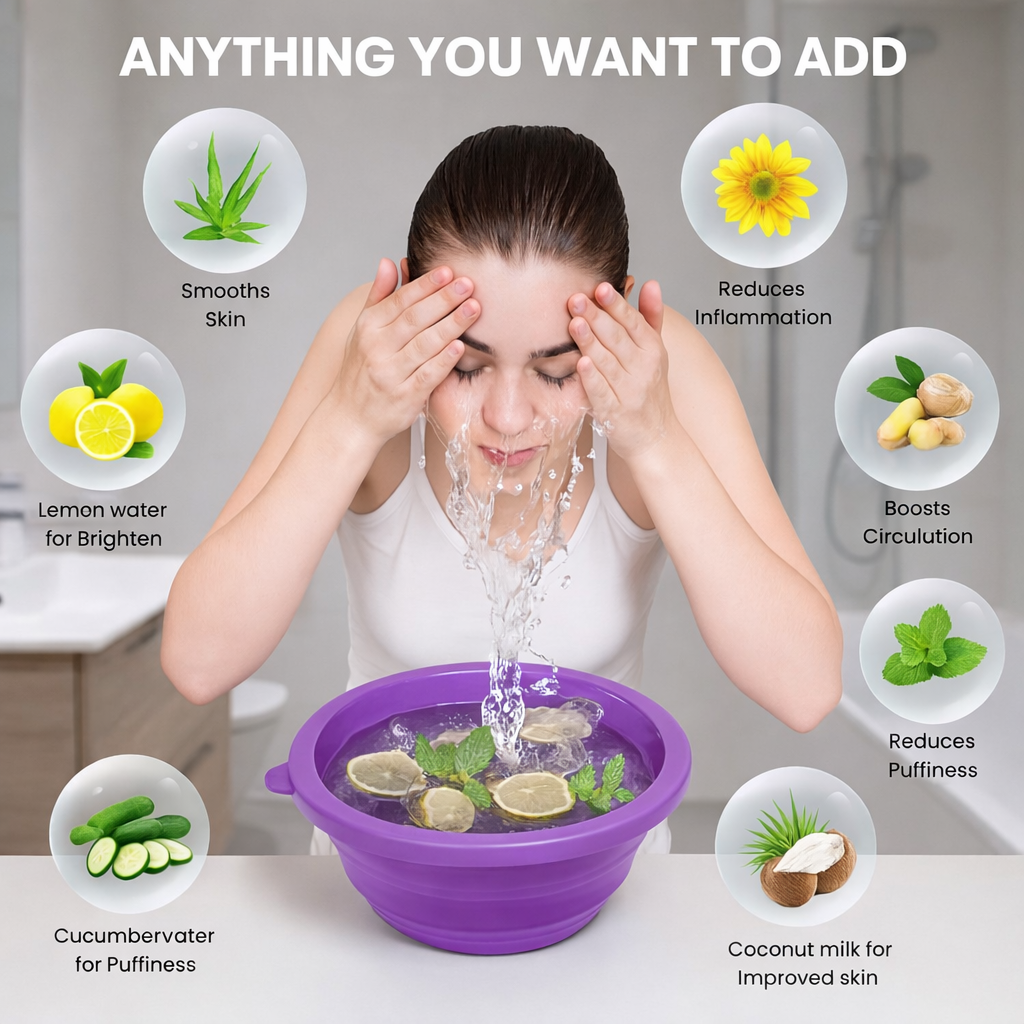 Grosyhub Foldable Purple Ice Face Bowl | Cold Therapy Facial Skincare Bowl