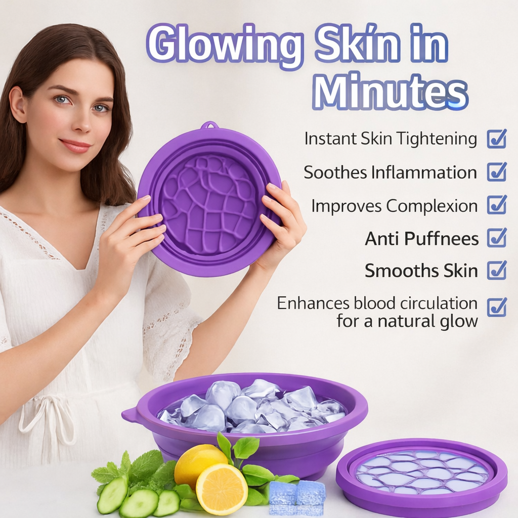 Grosyhub Foldable Purple Ice Face Bowl | Cold Therapy Facial Skincare Bowl
