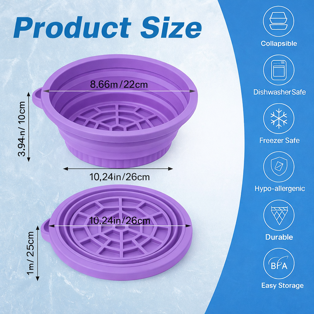 Grosyhub Foldable Purple Ice Face Bowl | Cold Therapy Facial Skincare Bowl